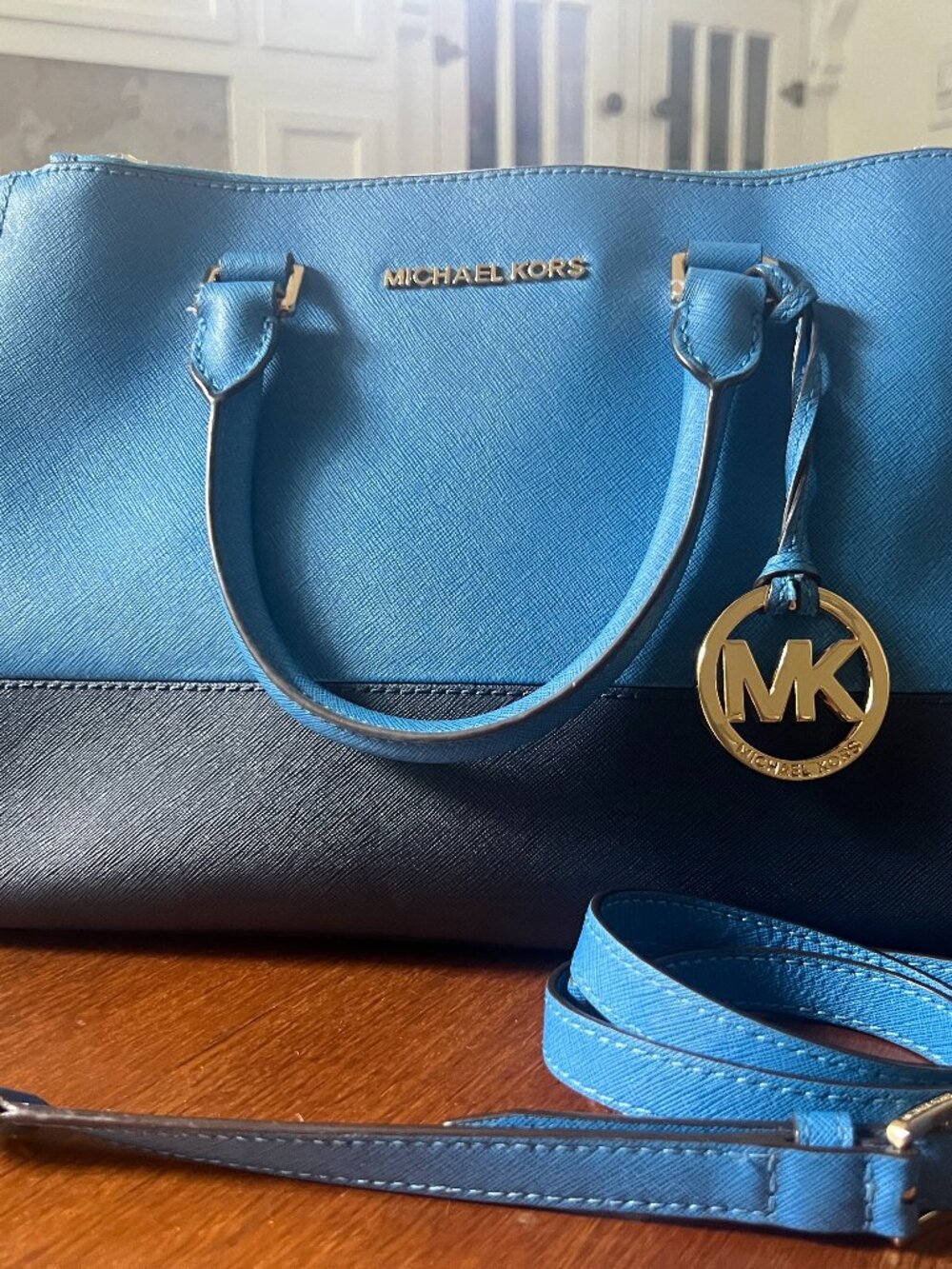 Michael Kors Sutton Medium Colorblock Leather Satchel